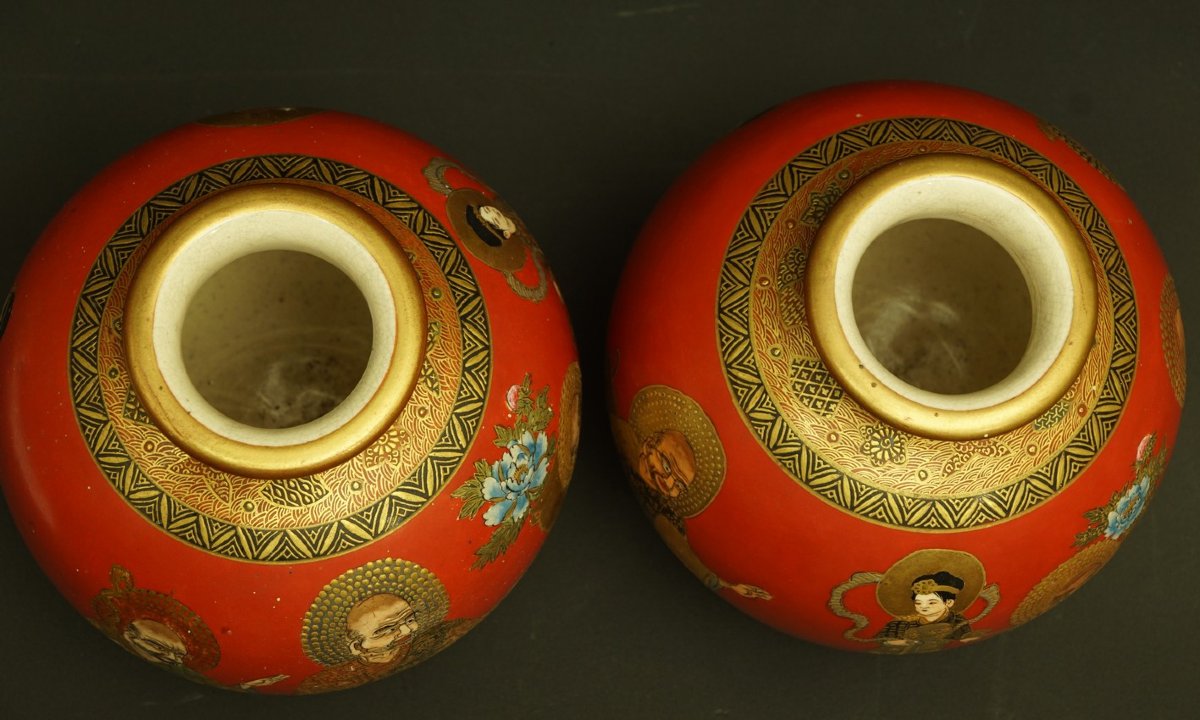 Paire de vases japonais, Satsuma, Japon, époque Meiji (1868-1912)-photo-2