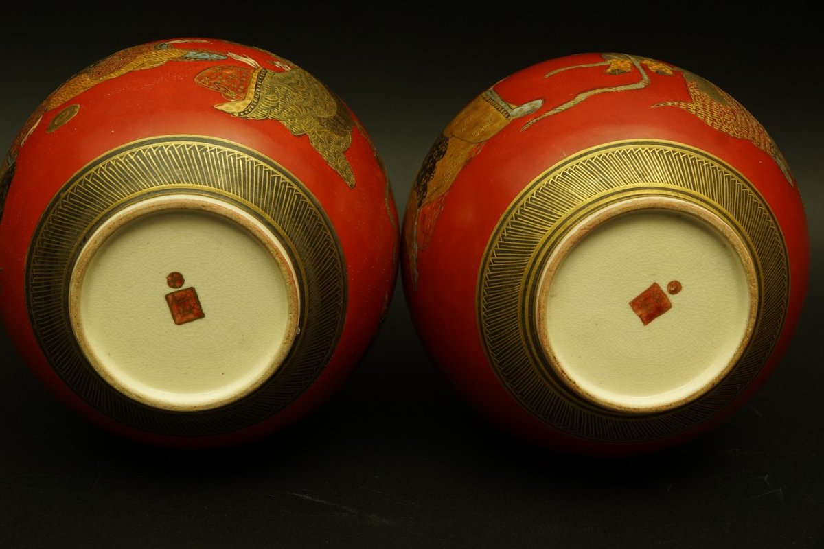 Paire de vases japonais, Satsuma, Japon, époque Meiji (1868-1912)-photo-8