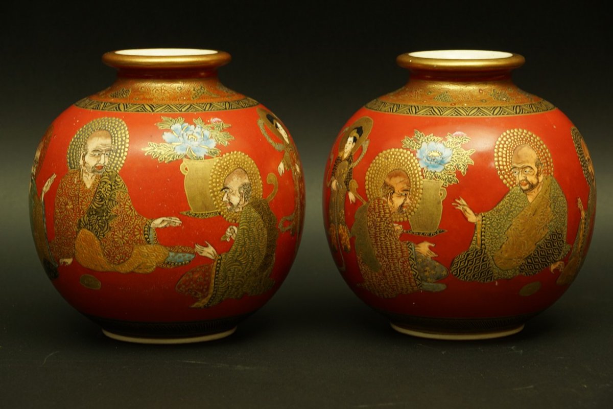 Paire de vases japonais, Satsuma, Japon, époque Meiji (1868-1912)