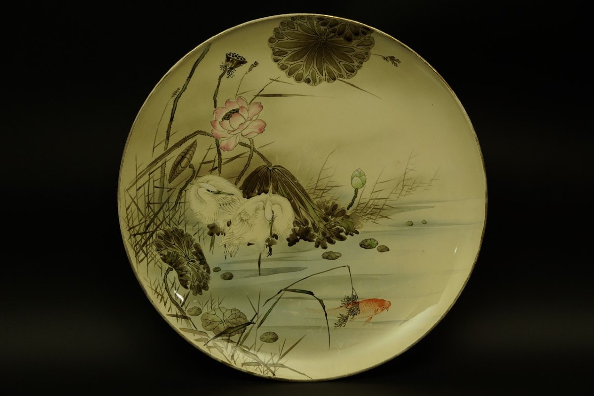 Assiette décorative représentant des hérons, Japon, XIXe/XXe siècle