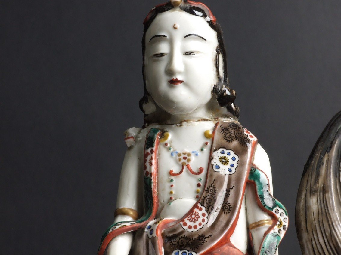 Guanyin sur le chien Foo, porcelaine, Japon, XIXe siècle-photo-8
