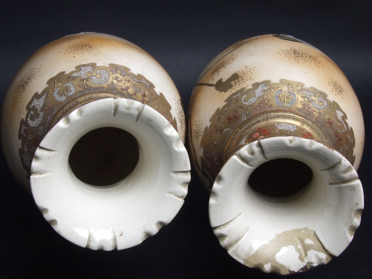 Pair Of Vases Decorated With Ducks, Japan, 19th/20th Century.-photo-1