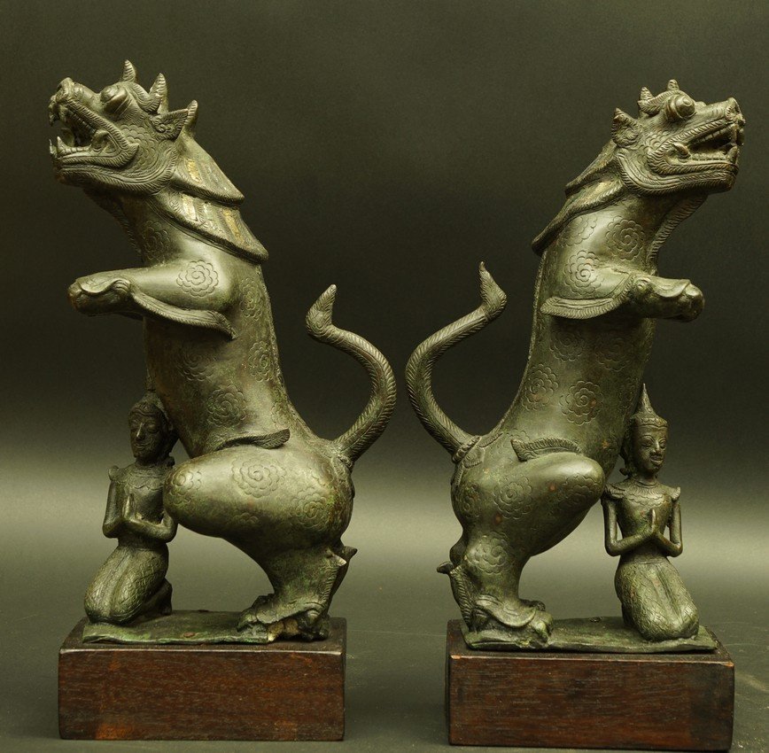 Temple Guardians, Bronze, Thailand (?), 19th Century-photo-2