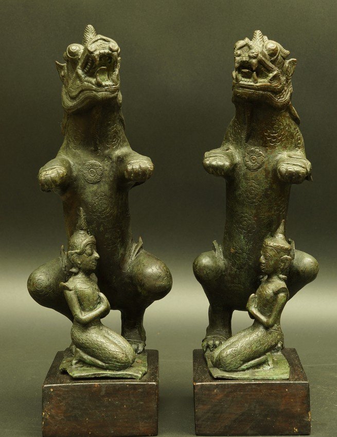 Temple Guardians, Bronze, Thailand (?), 19th Century-photo-3