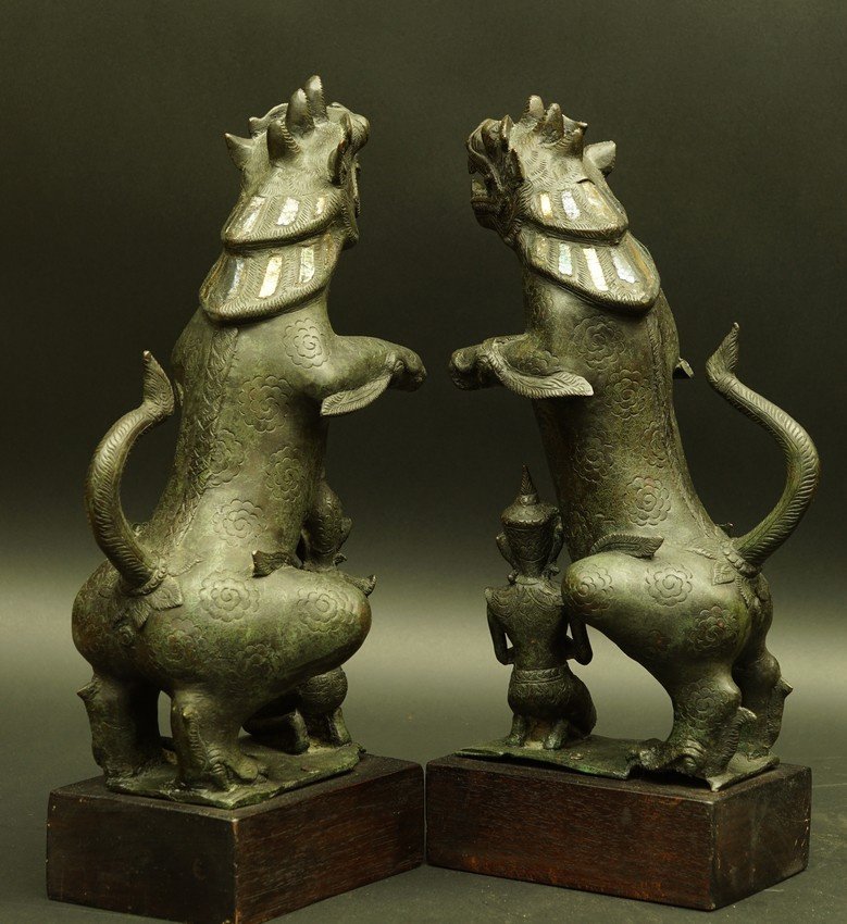 Temple Guardians, Bronze, Thailand (?), 19th Century-photo-2