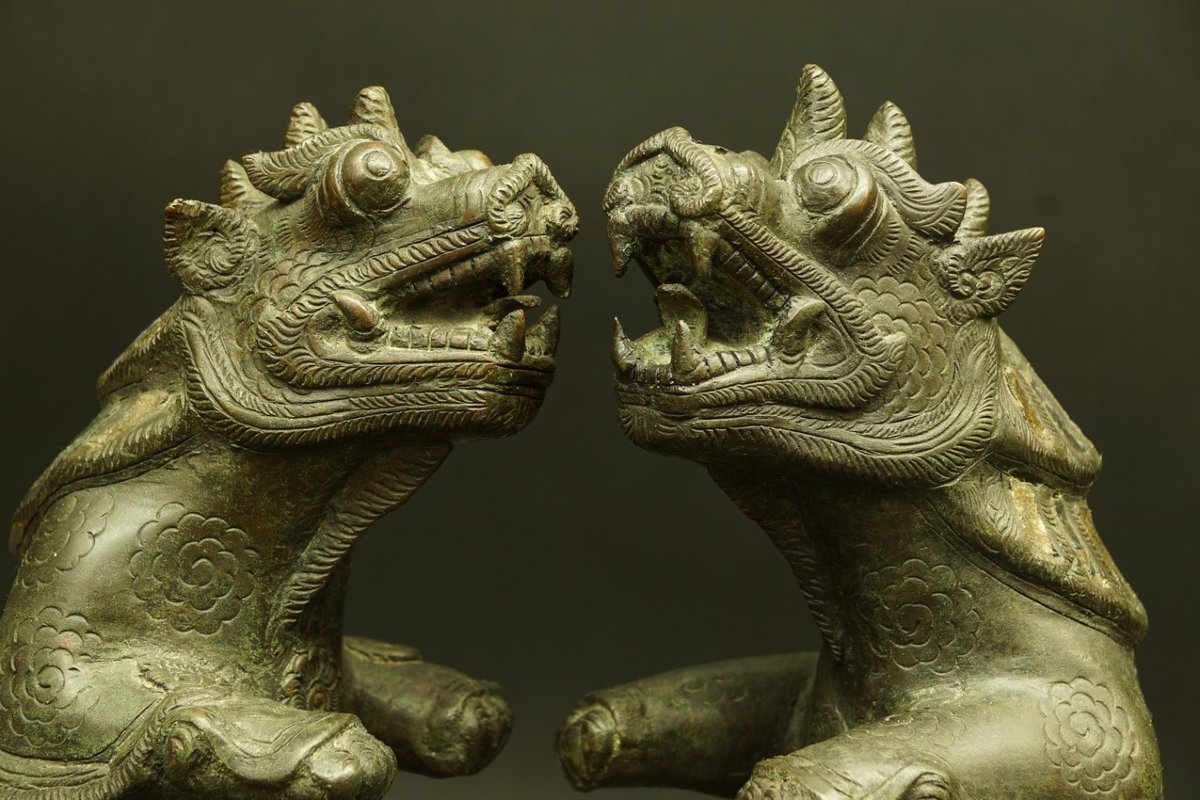 Temple Guardians, Bronze, Thailand (?), 19th Century-photo-6