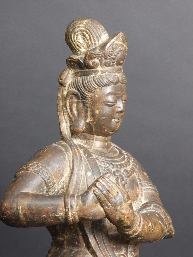 Bodhisattva Guaynin, Stone, China, 19th/20th Century.-photo-2
