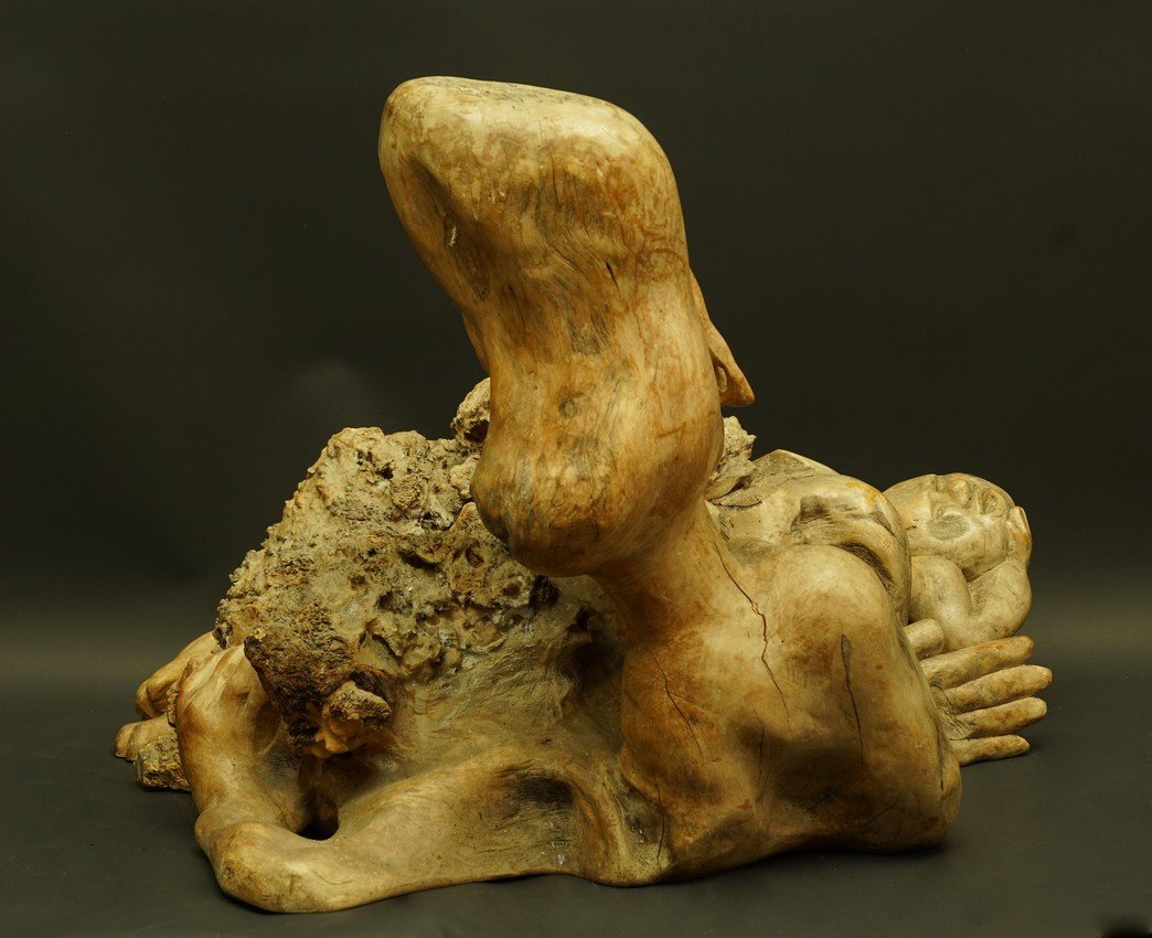 Motherhood, Root Sculpture, Bali, 20th Century.-photo-6