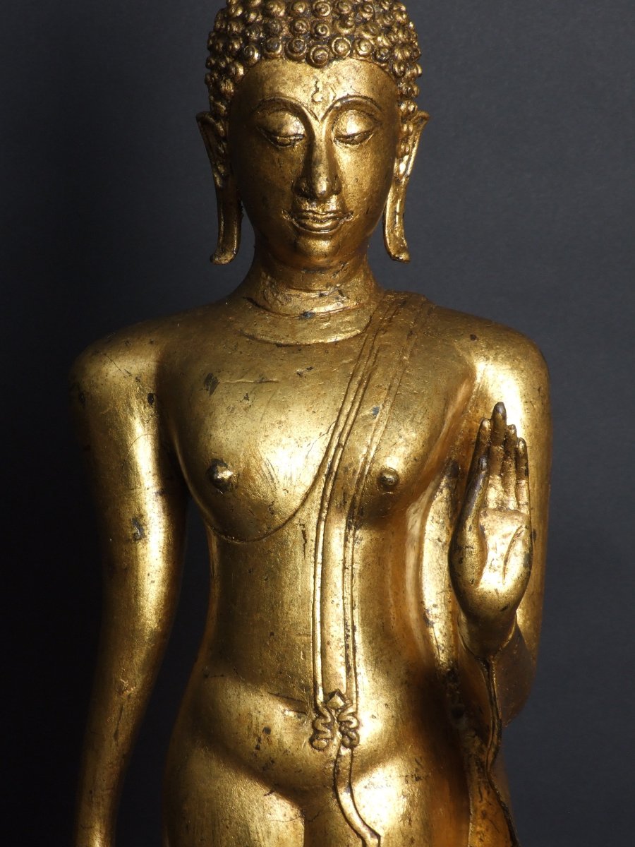 Walking Buddha, Gilded Bronze, Thailand, 17th Century.-photo-2