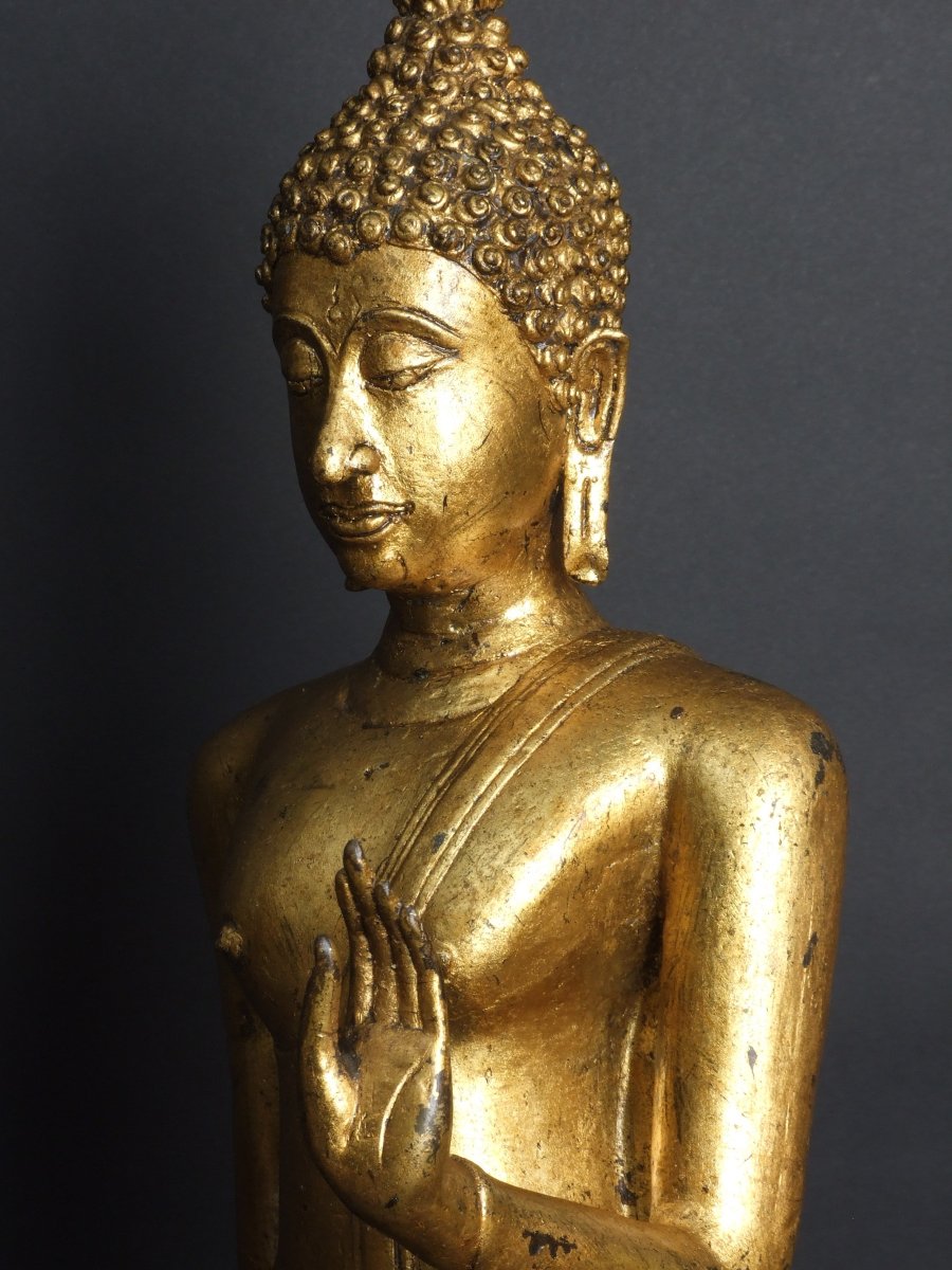 Walking Buddha, Gilded Bronze, Thailand, 17th Century.-photo-1