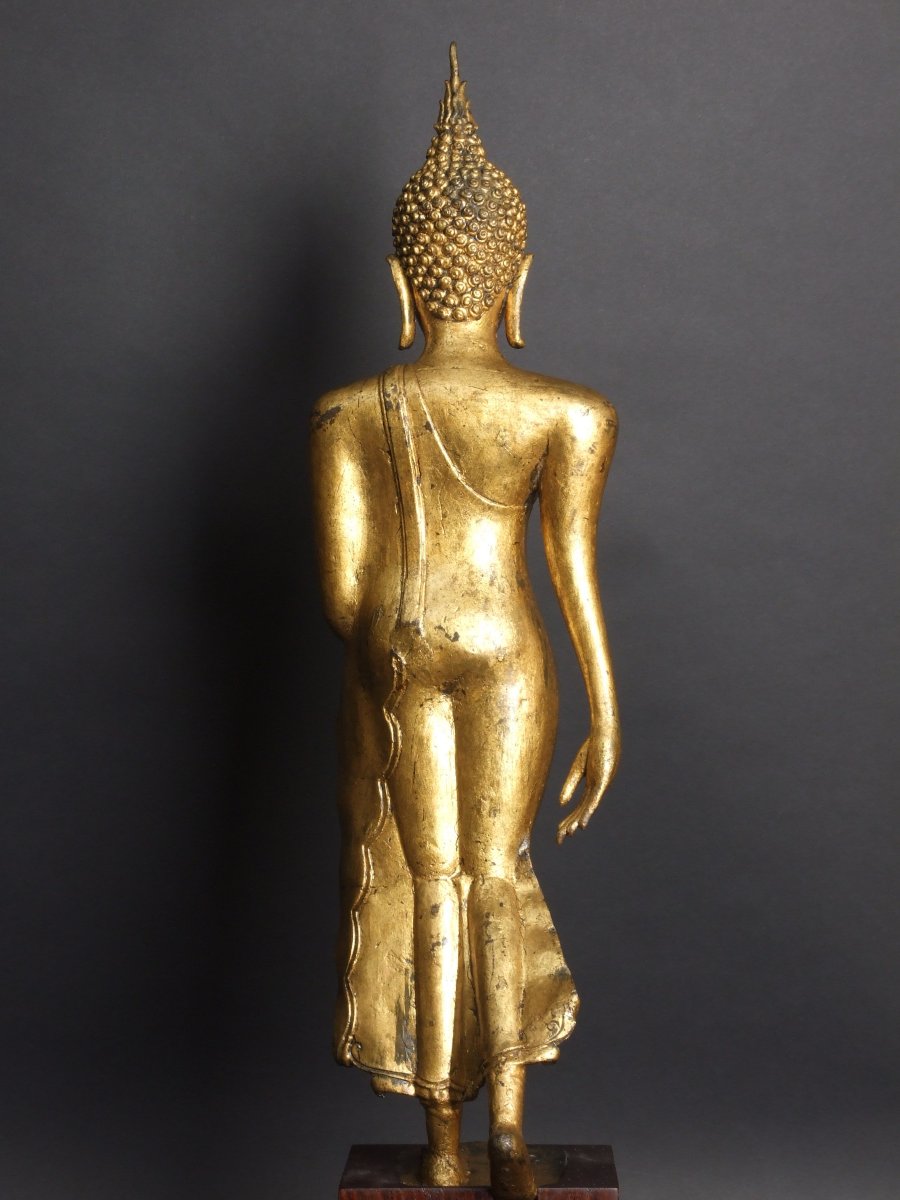 Walking Buddha, Gilded Bronze, Thailand, 17th Century.-photo-3