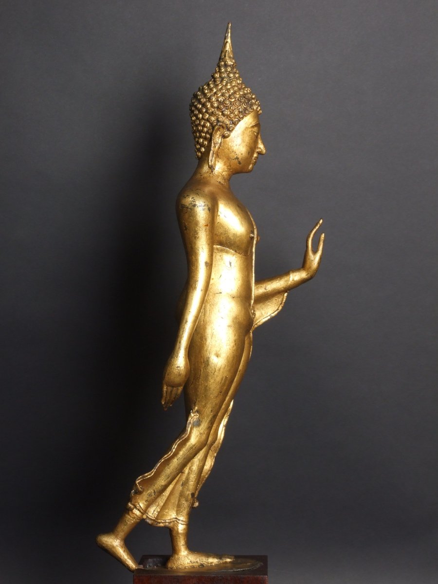 Walking Buddha, Gilded Bronze, Thailand, 17th Century.-photo-4