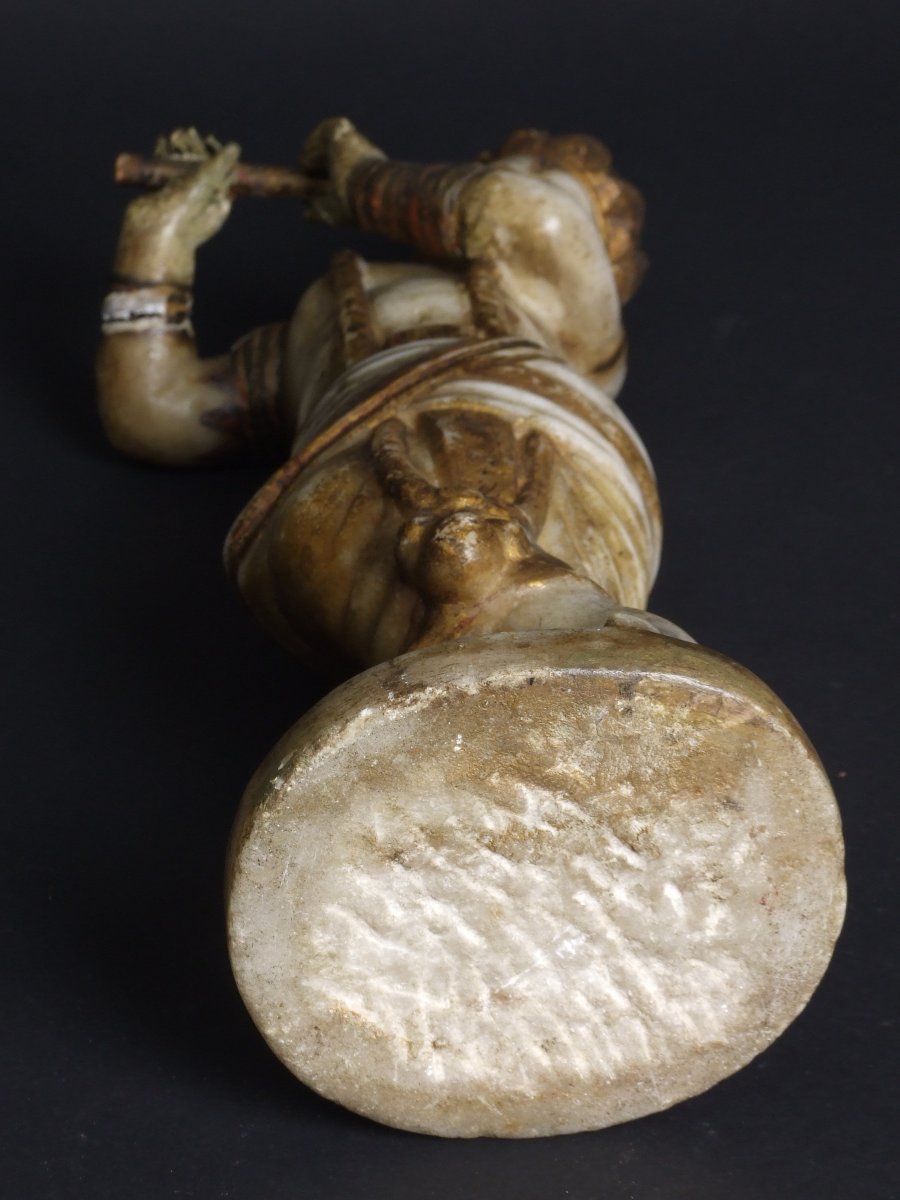 Krishna, albâtre polychrome, Inde, XIXe siècle.-photo-1