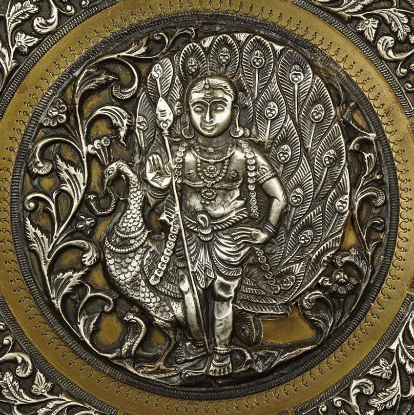 Assiette représentant Murugan,  Inde, XIXe/XXe siècle -photo-3