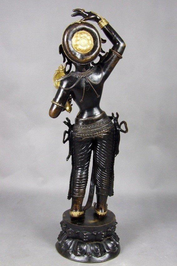 Danseuse indienne, bronze, hauteur : 93 cm, Inde, XIXe / XXe siècle.-photo-5