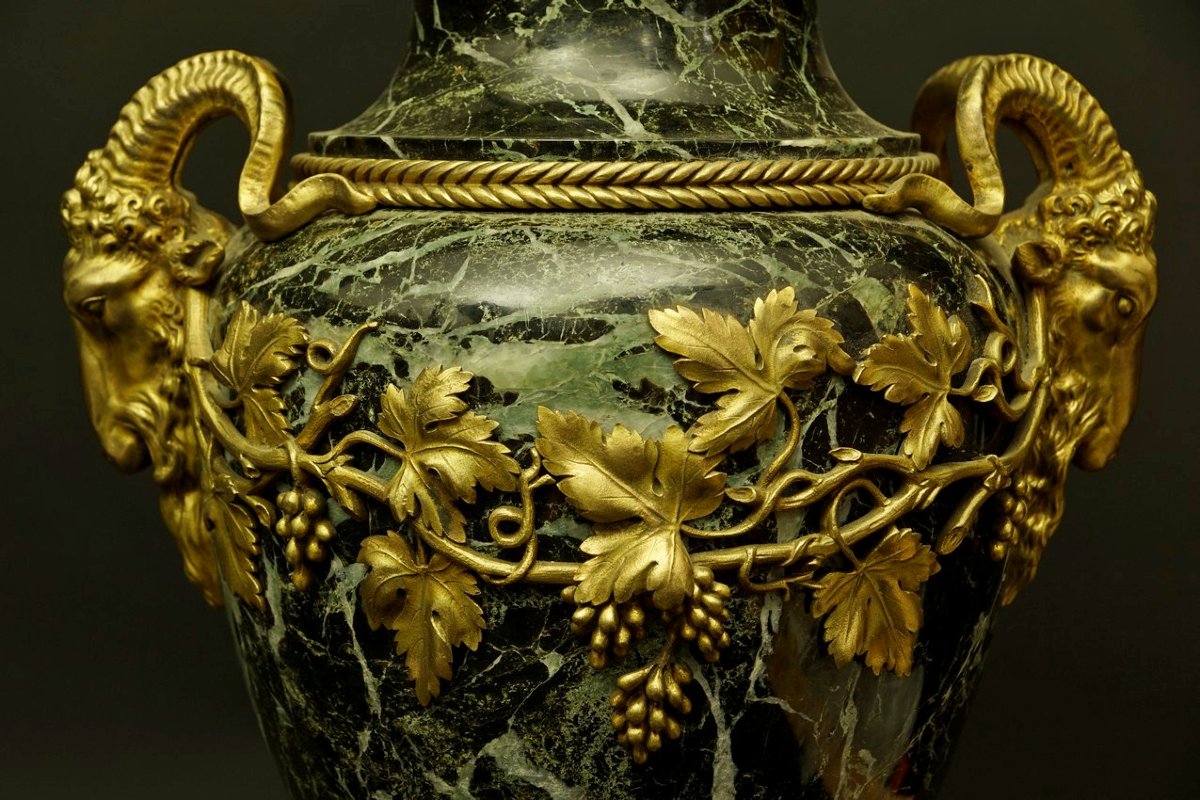 Vase de palais, marbre et bronze doré, F. Barbedienne, deuxième moitié du XIXe siècle.-photo-4