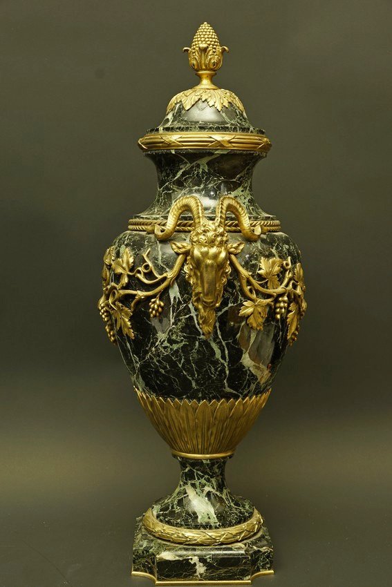 Vase de palais, marbre et bronze doré, F. Barbedienne, deuxième moitié du XIXe siècle.-photo-3