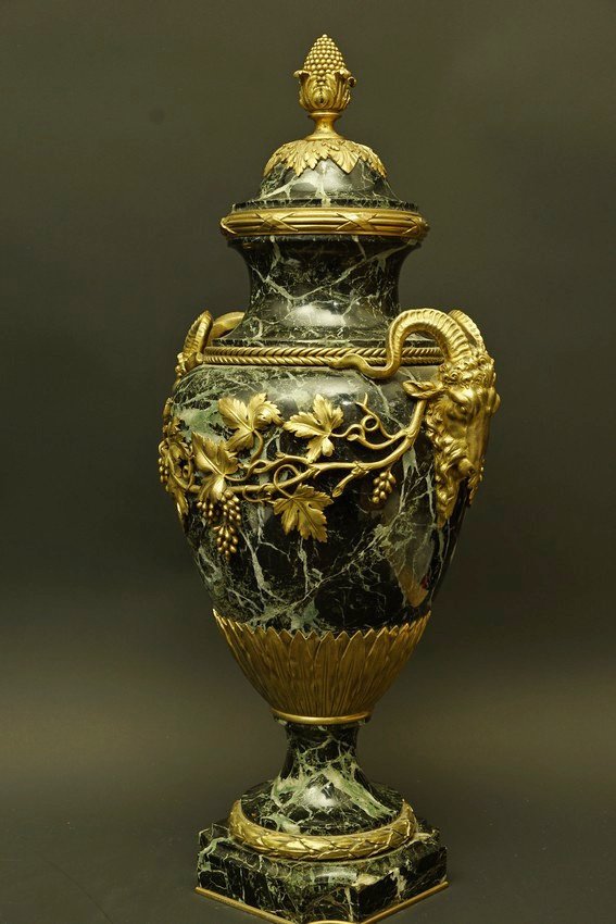 Vase de palais, marbre et bronze doré, F. Barbedienne, deuxième moitié du XIXe siècle.-photo-4