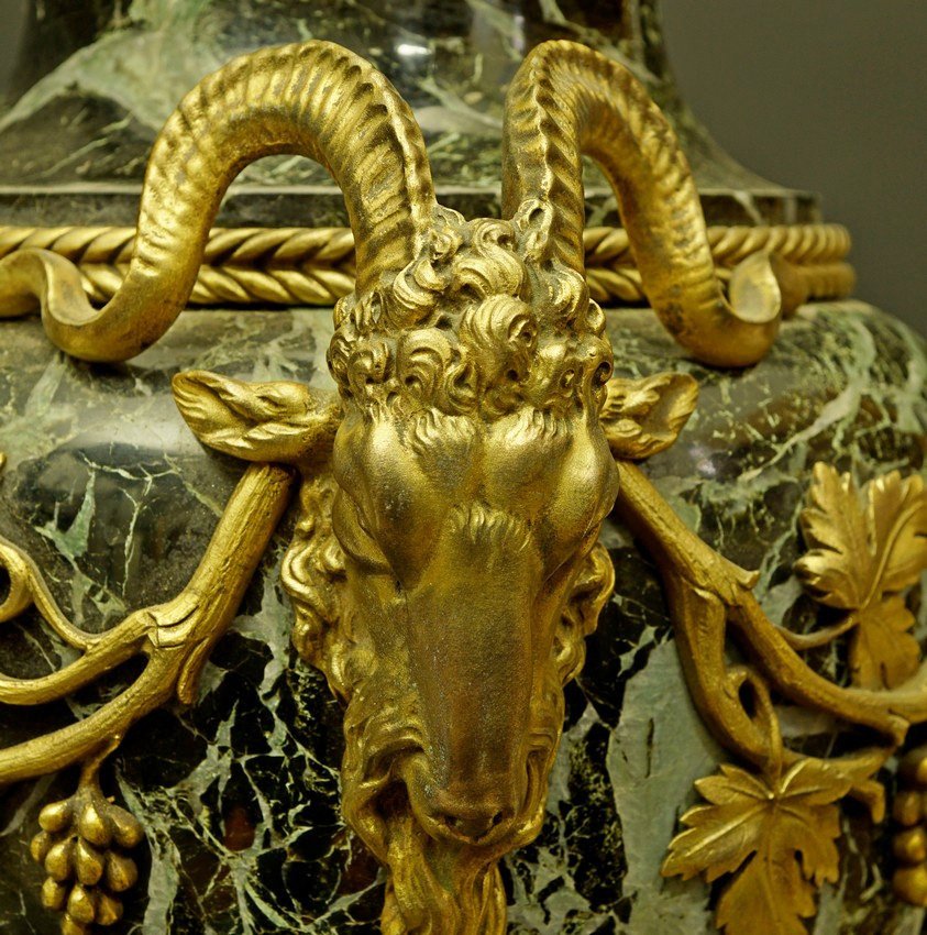 Vase de palais, marbre et bronze doré, F. Barbedienne, deuxième moitié du XIXe siècle.-photo-7