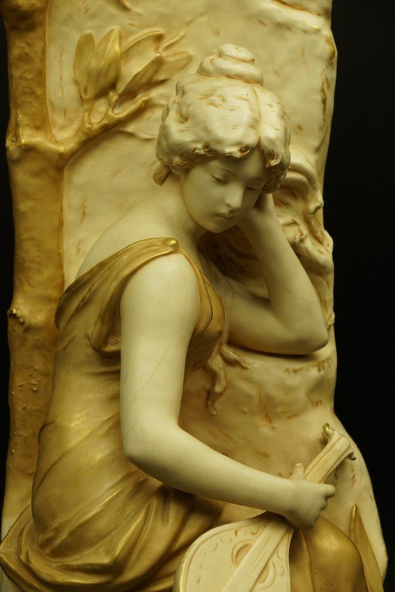 La femme à la luth - vase, Royal Dux Bohemia, Art nouveau, 1900-1910-photo-4