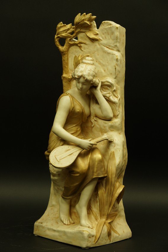 La femme à la luth - vase, Royal Dux Bohemia, Art nouveau, 1900-1910-photo-2
