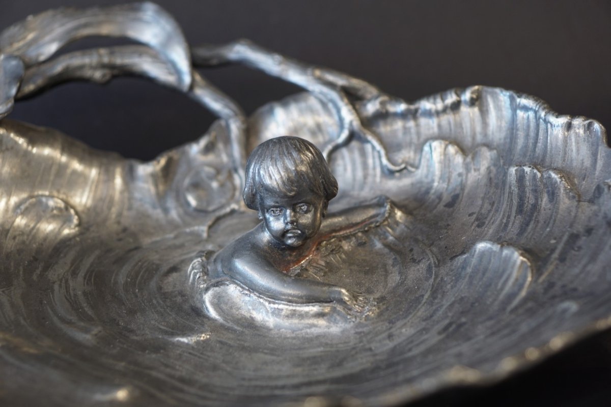 Tray Featuring A Child And A Lizard, Wmf, Germany, Art Nouveau, 19th/20th Centuries.-photo-2