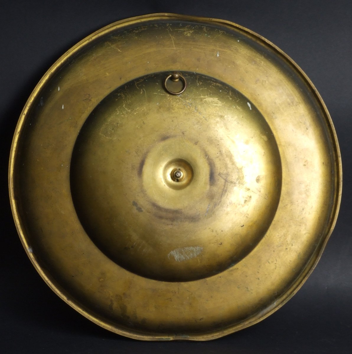 Decorative Plate Depicting A Woman's Profile, Gilded Copper, Late 19th Century.-photo-1