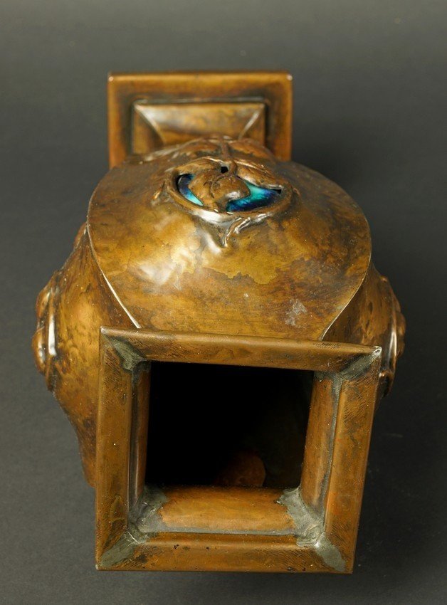 Vase à quatre pans, cuivre, Art nouveau, vers 1900.-photo-4