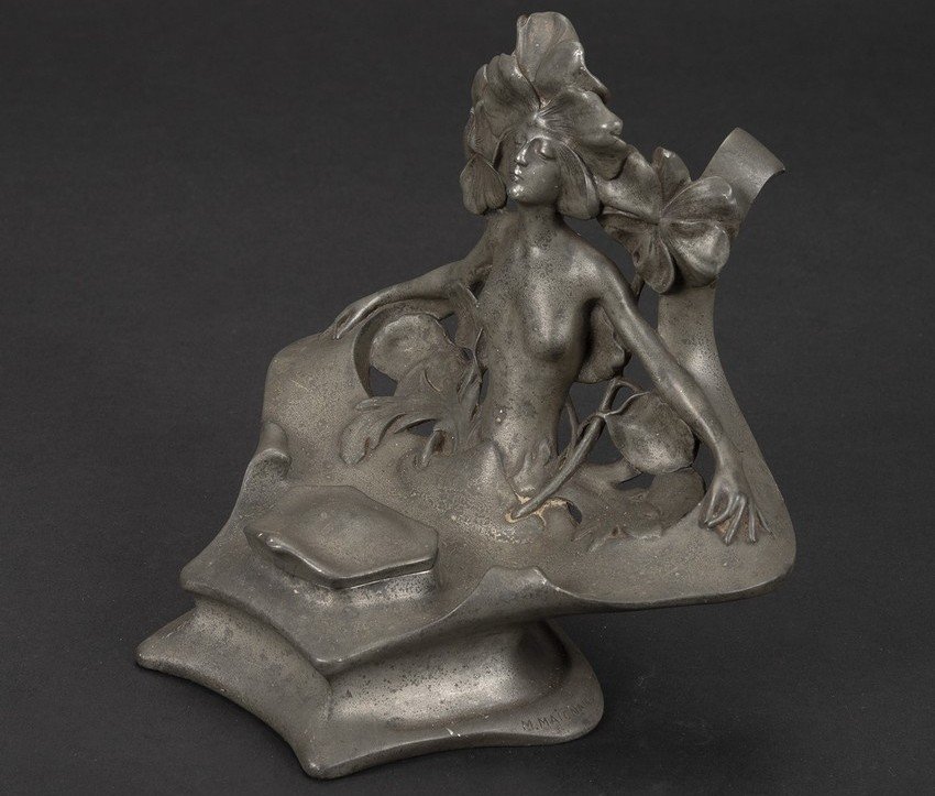 Encrier, Art nouveau, étain, Maurice Maignan (1868-1946), Paris, vers 1900.-photo-2