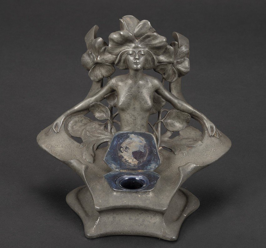 Encrier, Art nouveau, étain, Maurice Maignan (1868-1946), Paris, vers 1900.-photo-3