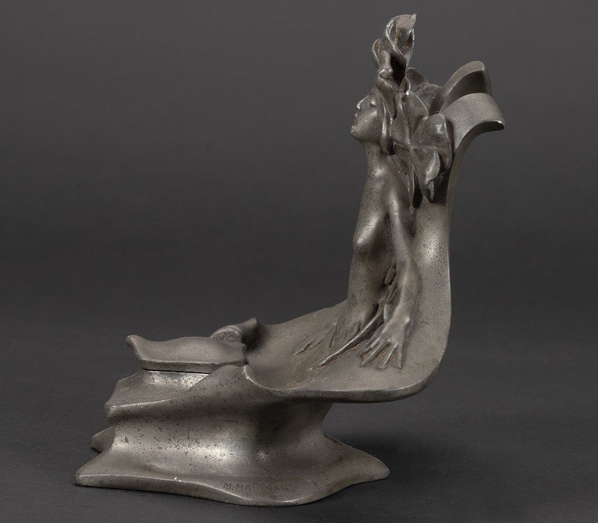 Encrier, Art nouveau, étain, Maurice Maignan (1868-1946), Paris, vers 1900.-photo-3