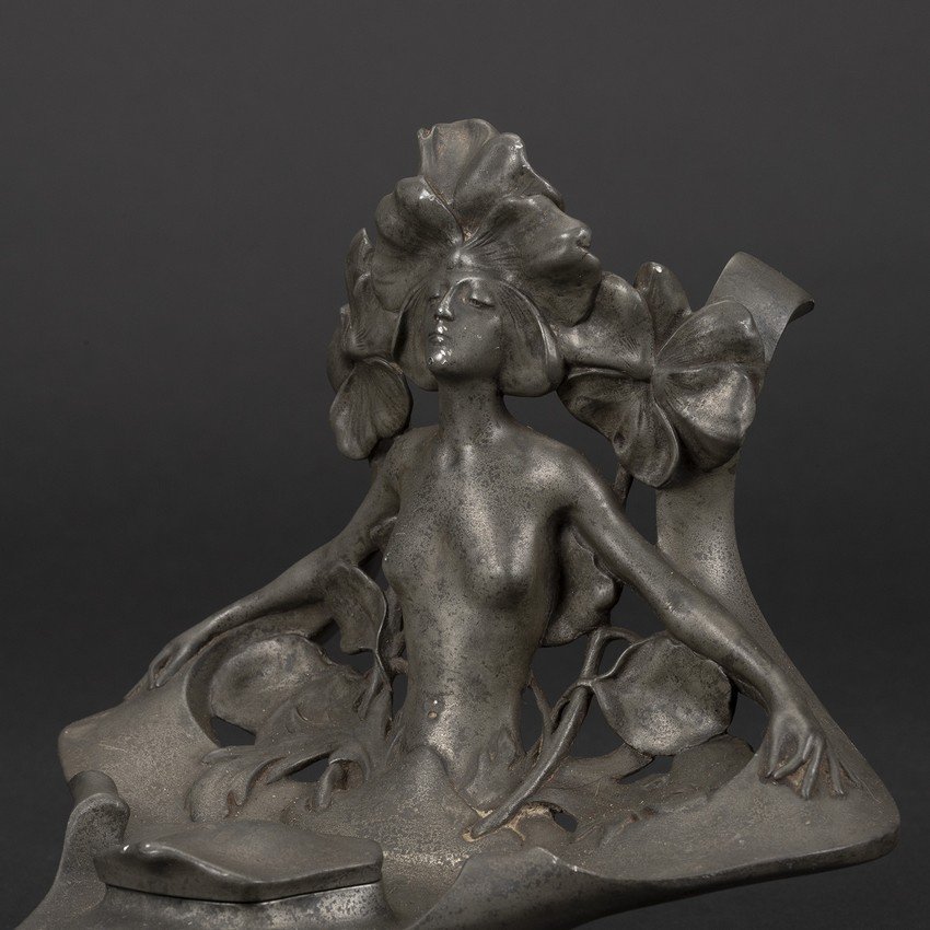 Encrier, Art nouveau, étain, Maurice Maignan (1868-1946), Paris, vers 1900.-photo-6