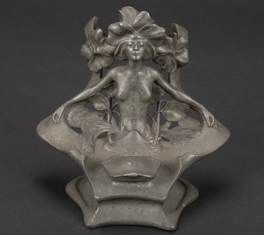Encrier, Art nouveau, étain, Maurice Maignan (1868-1946), Paris, vers 1900.
