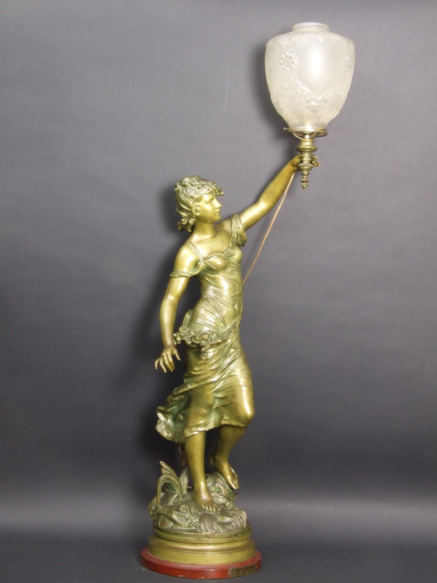 "églantine" Lamp, Auguste Moreau, France, 19th/20th Century.-photo-2