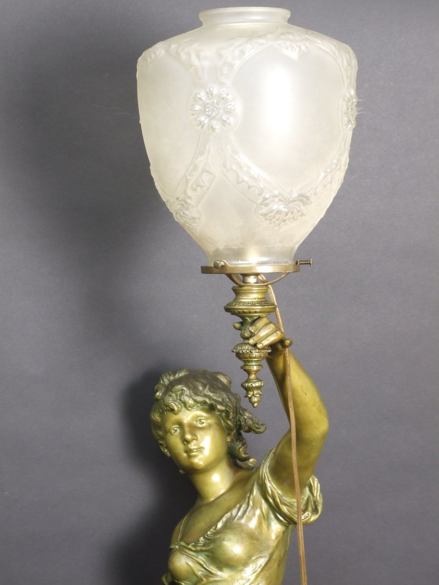 "églantine" Lamp, Auguste Moreau, France, 19th/20th Century.-photo-7