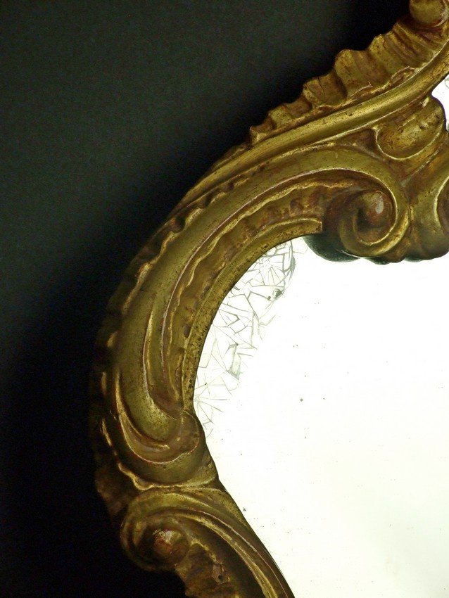 Chandelier à miroir, bois doré, XIXe siècle.-photo-2