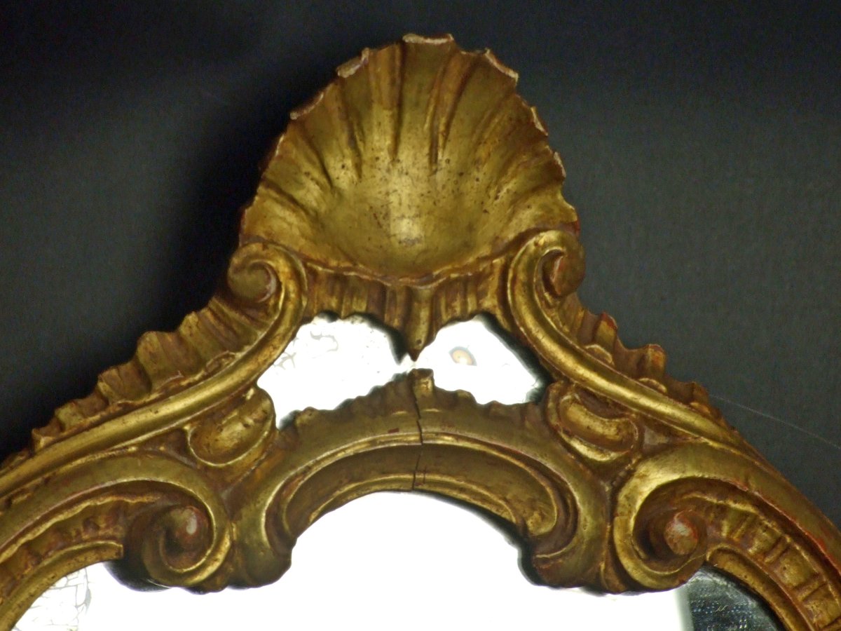 Chandelier à miroir, bois doré, XIXe siècle.-photo-3