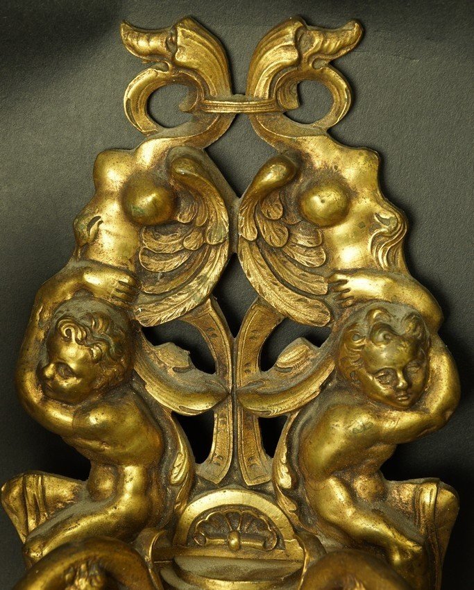  Pair Of Wall Sconces Decorated With Putti, Bronze, Second Half Of The 19th Century.-photo-3