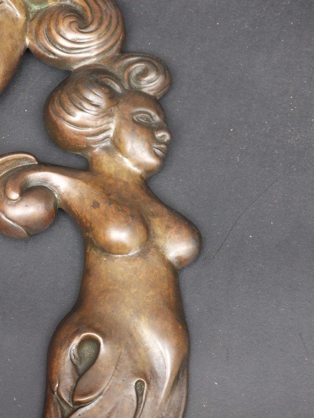 Paire d'appliques ornées de masques, bronze, XIXe siècle.-photo-3
