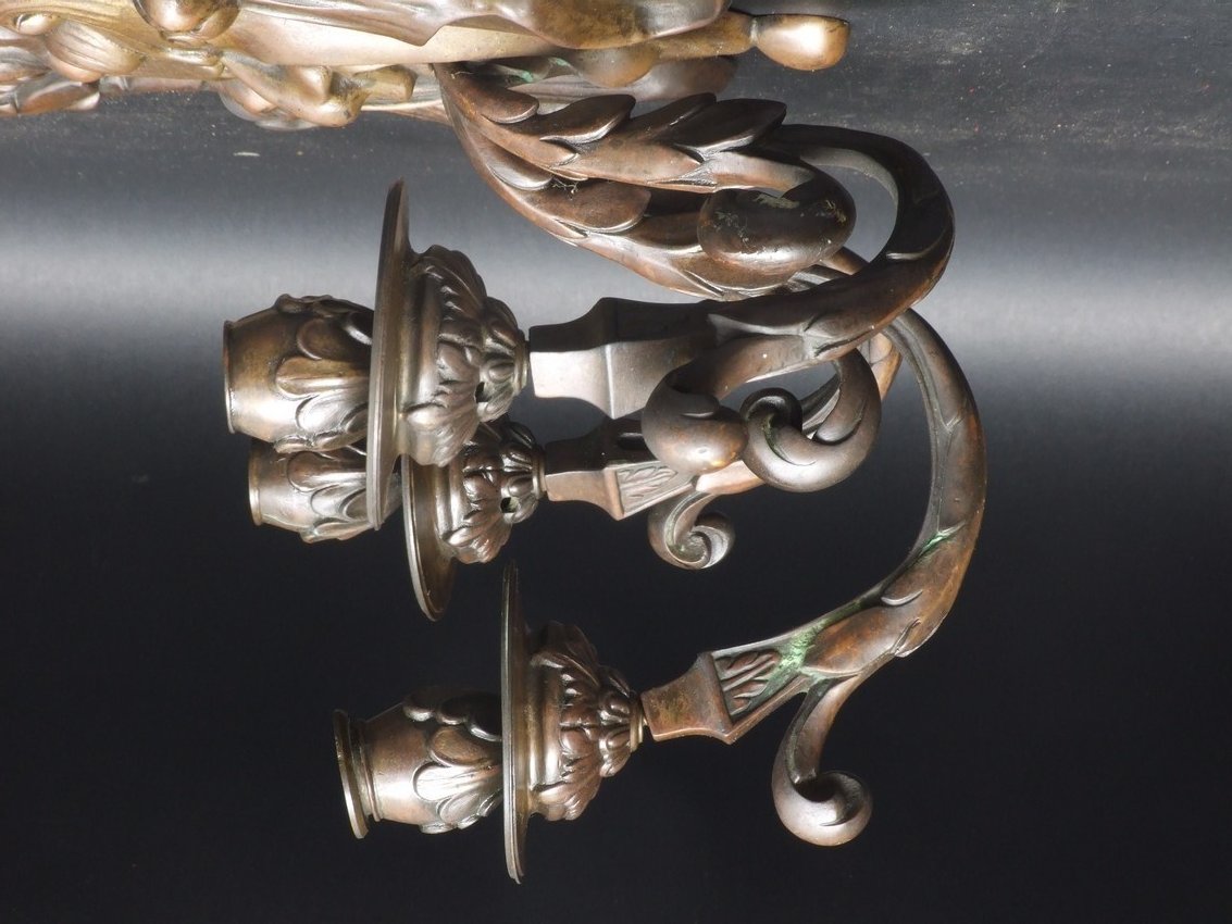 Paire d'appliques ornées de masques, bronze, XIXe siècle.-photo-6