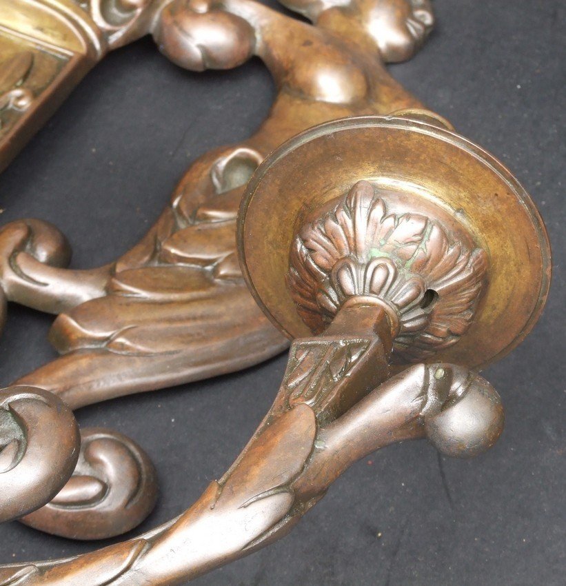 Paire d'appliques ornées de masques, bronze, XIXe siècle.-photo-8