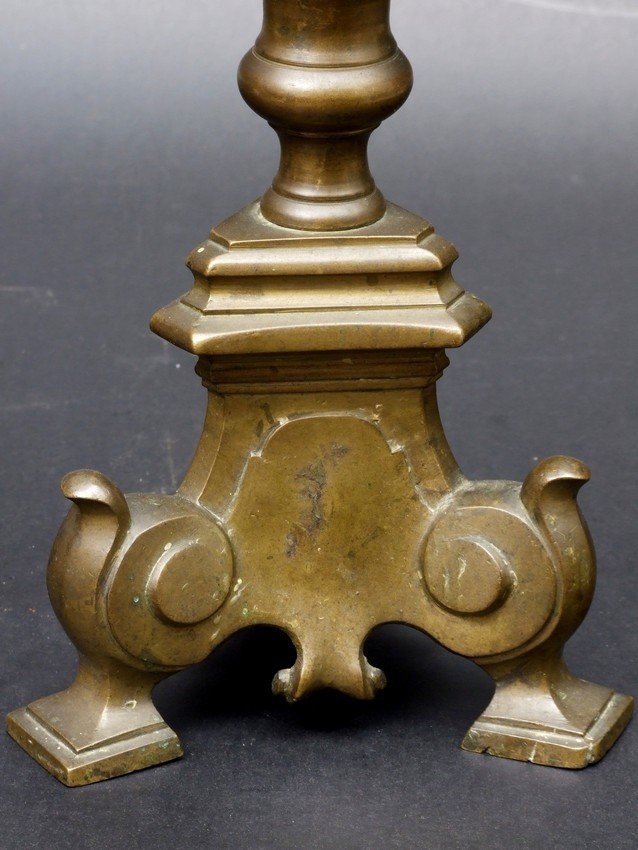 Baroque Candlestick, Bronze, 17th Century.-photo-2
