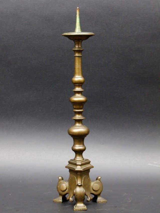 Baroque Candlestick, Bronze, 17th Century.-photo-3