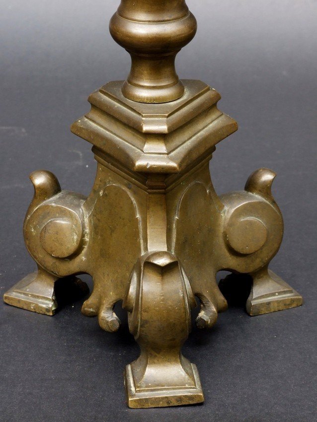 Baroque Candlestick, Bronze, 17th Century.-photo-4