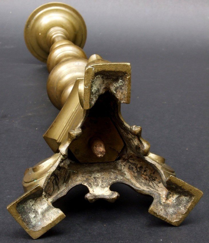 Baroque Candlestick, Bronze, 17th Century.-photo-2