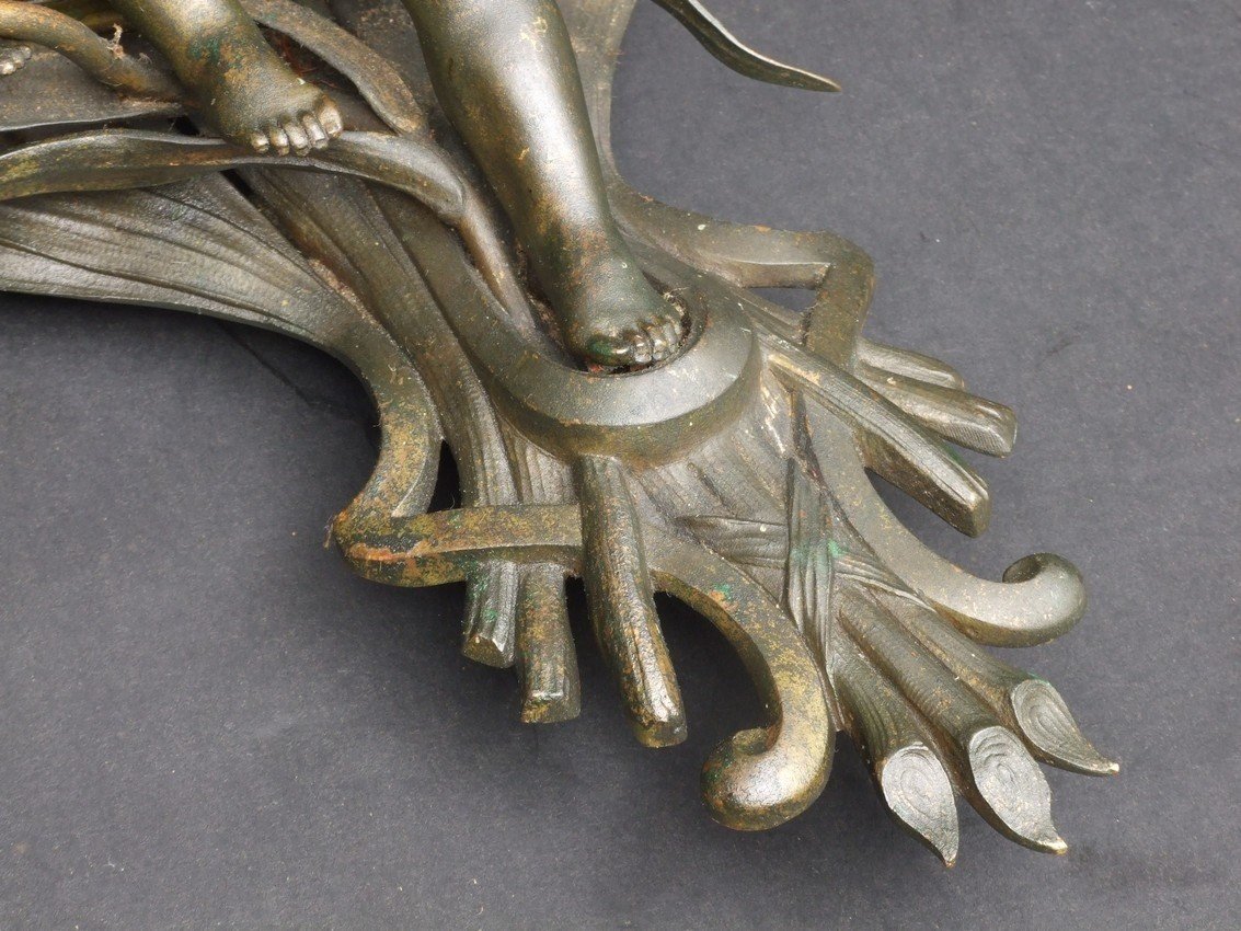 Pair Of Wall Sconces Decorated With Putti, Art Nouveau, Bronze, Circa 1900.-photo-8