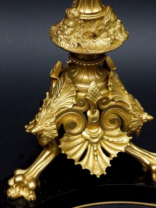 Imposant candélabre en bronze doré, XIXe siècle.-photo-4