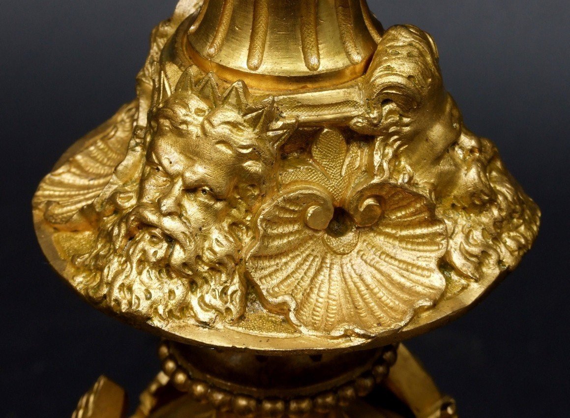 Imposant candélabre en bronze doré, XIXe siècle.-photo-1