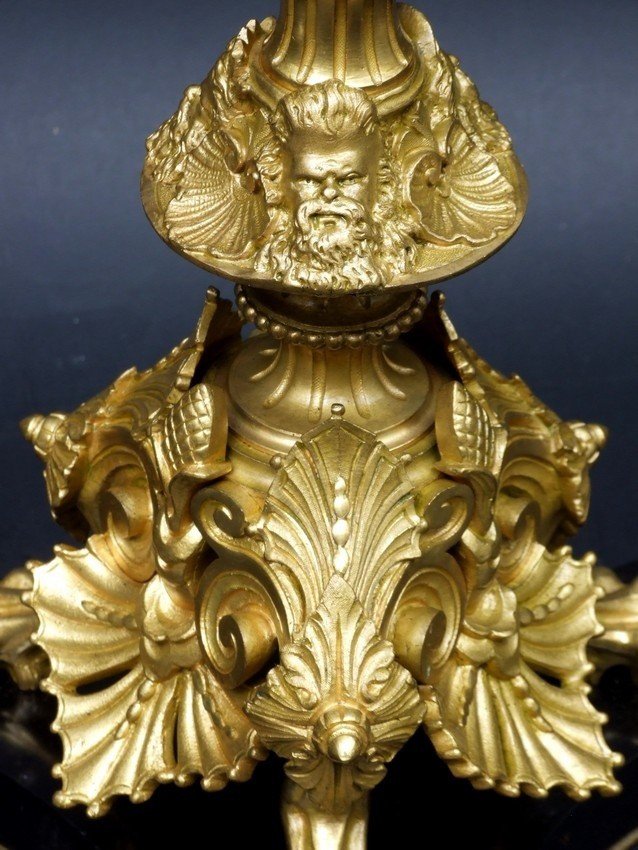 Imposant candélabre en bronze doré, XIXe siècle.-photo-2