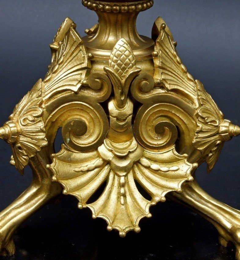 Imposant candélabre en bronze doré, XIXe siècle.-photo-7